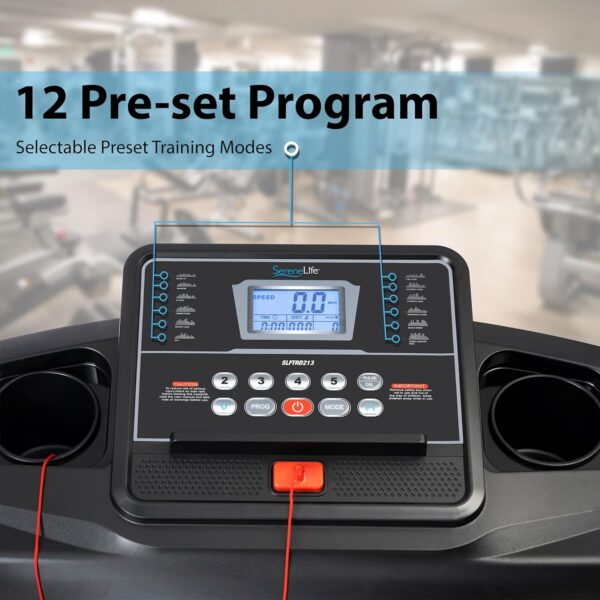 f7b2250d87ae4d3ba21cf3b42e9b24ae SereneLife Folding Treadmill - Foldable Home Fitness Equipment with LCD for Walking & Running - Cardio Exercise Machine - Preset and Adjustable Programs - Bluetooth Connectivity