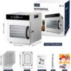 Tray Food Dehydrator, Steel Fruit Dry Machine with 30 90∼C Adjustable Thermostat, 24hr Digital Timer