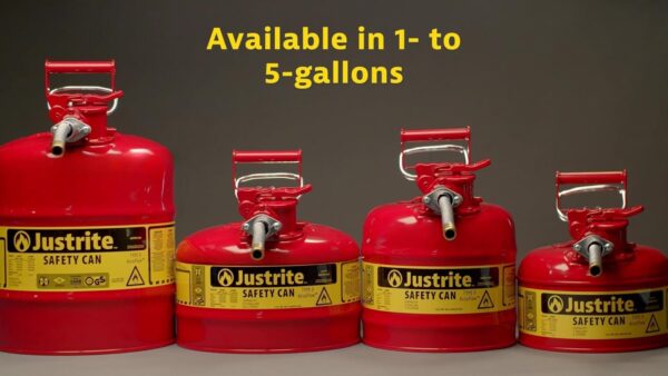 f8dd2e4e03fa42e6982241fbdd18dd46 5-Gallon Type II Red Safety Gas Can – OSHA-Approved Steel Fuel Container with Flame Arrester, Self-Closing Lid & 1" Flexible Spout (7250130)