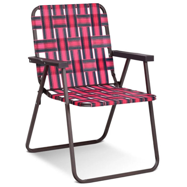 f8ed16d9fe964bc7992a7ee9d70bac34 Canddidliike 6 Pieces Folding Beach Chair Camping Lawn Webbing Chair-Red, Folding Aluminum Webbed Lawn Chairs with Detachable Cup Holder