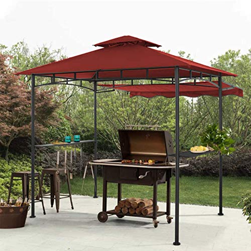 f9049ba704224387b9ff0fd30ebb861c Double Tiered Grill Gazebo 11X 5, Outdoor BBQ Patio Canopy Tent with Stretchable Side Awning