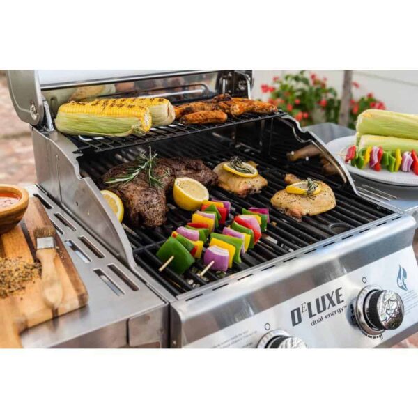 f90d710f952646d2925858cc38381324 2-Burner Propane Gas Grill, Red – Stainless Steel, 28,000 BTUs, Compact Design