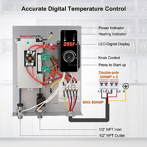 f93ca76be1ba46dc9ca62f1f81144994 thermomate Electric Tankless Water Heater, 11kW at 240 Volt, On Demand Instant Hot Water Heater