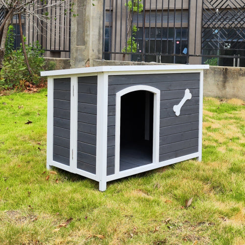 Outdoor Dog House, Large Wooden Waterproof Dog Cage, Windproof Warm Dog Kennel Easy to Assemble