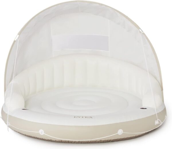 58292EP Canopy Island Inflatable Pool Float: Comfortable Lounge Surface – Built-in Cup Holders – Detachable Sunshade – 440lb Max Weight Capacity – 78.5" x 59"