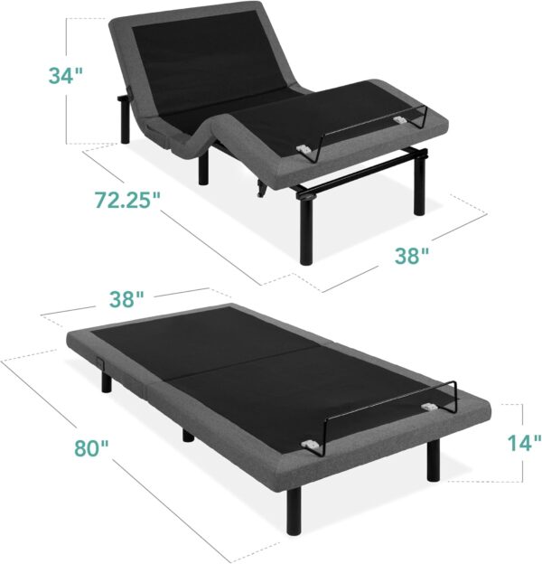 f9e9f1efe7764652b6ae3f0dc4479f85 Best Choice Products Ergonomic Twin XL Size Adjustable Bed Frame, Electric Base w/Wireless Remote Control, Nightlight, Massager, 2 USB Ports