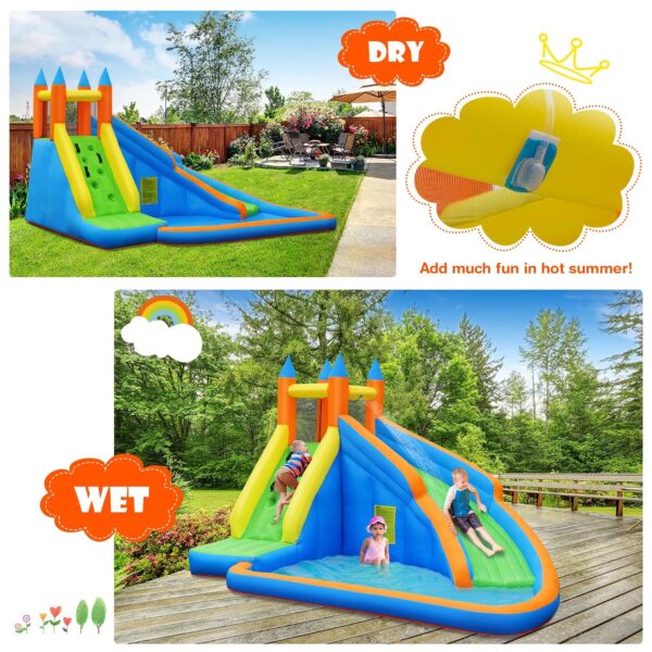fad8fdc294034892b9007540e6154884 Costway Inflatable Water Slide Mighty Bounce House Castle Splash Pool without Blower