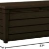 120 Gallon Weatherproof Backyard Deck Box Outdoor Patio Furniture, Lockable Patio Storage Container & Pool Accessory Organizer, Brown