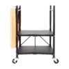 Origami Foldable Wheeled Portable Wood Top Kitchen Island Bar Cart, Black