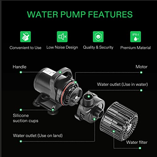 fb367a54c5274b6993fbe359fe7dafd3 VIVOSUN 1600 GPH Submersible Water Pump, 100W Pond Pump, Ultra Quiet Aquarium Pump