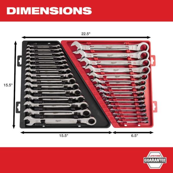 fb533bcdc366471fa08f0c286a628dde Milwaukee SAE/Metric Combination Ratcheting Wrench Mechanics Tool Set (30-Piece) 48-22-9416-48-22-9516
