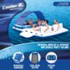 Tropical Breeze 6 Person Inflatable Party Island Large Relaxing Water Float with Detachable Sunshade and Cooler Bag