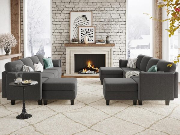 fbb2457ca9d249d4a7fb4db2fb0e2bb6 Modular Sectional Sofa, Convertible U Shaped Sofa Couch with High Density Memory Foam, 6 Seat Comfy Modular Sofa Couch for Living Room, Modern U Shaped Sectional Sofa, Dimgrey