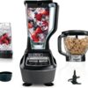 Blender, Mega Kitchen System, 1500W, 4 Functions for Smoothies, Processing, Dough, Drinks & More, with 72 Blender Pitcher, 64 Processor Bowl, 2 Nutri Cups + Lids, Black, BL770
