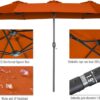 15ft Patio Umbrella with Solar Lights, Large Double Umbrella Outdoor, Rectangle 180''x106'' Umbrellas with 156 PCS LED Lights and Crank Handle for Backyard Deck Pool Shade in Black(1.9" Pole)
