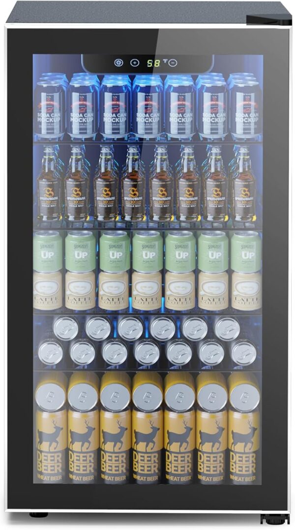 fcc2da5dc5a24e27a626571b4a13ed2f Mini Fridge 130 Can Beverage Refrigerator Cooler, 3.2 Cu.Ft Drink Fridge for Soda Wine Beer, Adjustable Temperature Control for Home Office, Black
