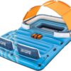 Tropical Breeze 6 Person Inflatable Party Island Large Relaxing Water Float with Detachable Sunshade and Cooler Bag