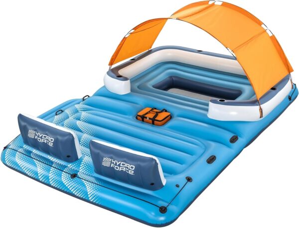 fd2fb93b044149c58f53252d1ad62c83 Tropical Breeze 6 Person Inflatable Party Island Large Relaxing Water Float with Detachable Sunshade and Cooler Bag