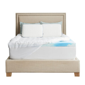 Sealy - 3 + 1 Memory Foam Topper with Fiber Fill Cover - Queen - Blue