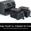 DZ401 Foodi 10 Quart 6-in-1 DualZone XL 2-Basket Air Fryer with 2 Independent Frying Baskets, Match Cook & Smart Finish to Roast, Broil, Dehydrate for Quick, Easy Family-Sized Meals, Grey