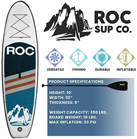 fe232be0a5fe45a58d2c837f7848641a Roc Inflatable Stand Up Paddle Boards with Premium SUP Paddle Board Accessories, Wide Stable Design, Non-Slip Comfort Deck for Youth & Adults
