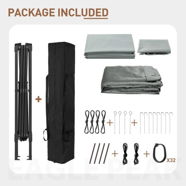 EAGLE PEAK Gazebo 121 11'x 11' Straight Leg Pop-Up Canopy(Gray)