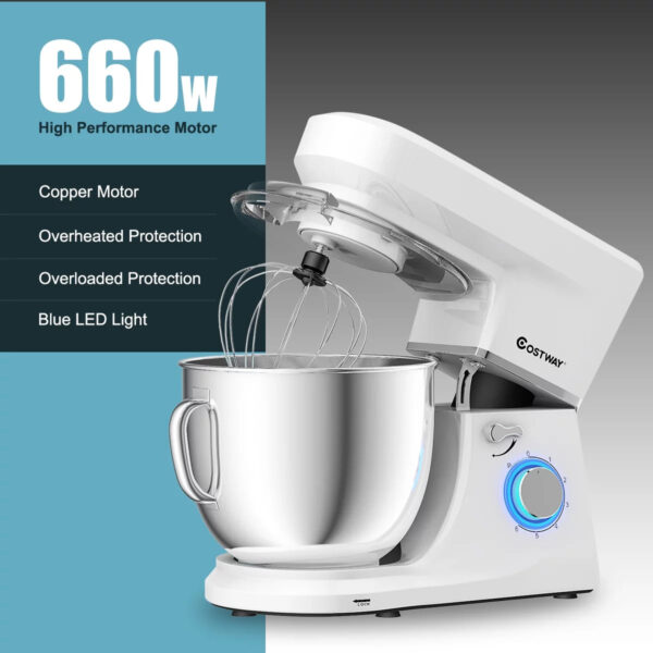 fe679556d9be4194af78f9f460d87358 Costway Tilt-Head Stand Mixer 7.5 Qt 6 Speed 660W with Dough Hook, Whisk & Beater White