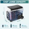 12 Volt Refrigerator, 37QT(35L) Electric Cooler, Portable Freezer 12V/24V DC 110-240V AC, 12V Fridge -4℉~68℉, 12V Cooler with Wheels & 2 Baskets for Travel, Truck, Boat, Camping