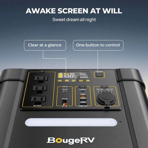 ff047fe213954d9897bb67a8cc69d857 BougeRV Fort 1500 Portable Power Station 2200W, 1456Wh LiFePO4 Solar Generator, AC Output 400W Fast Solar Charging for Outdoor Camping RV Home Backup Off-Grid Emergency
