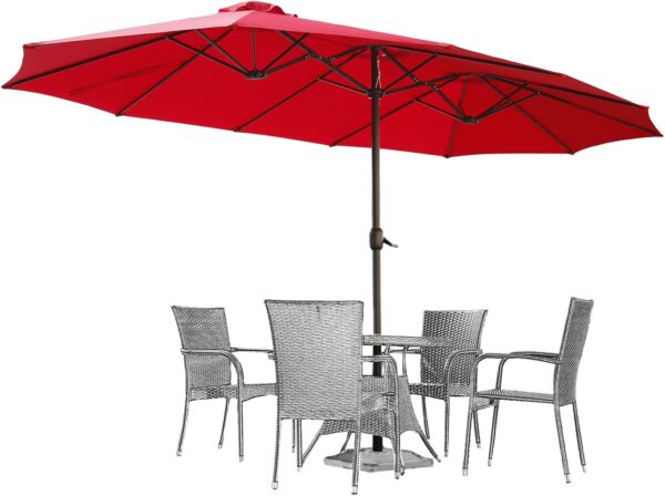 ff767959e7594fadbd1bb6d6ec7650ed 15ft Patio Umbrella with Solar Lights, Large Double Umbrella Outdoor, Rectangle 180''x106'' Umbrellas with 156 PCS LED Lights and Crank Handle for Backyard Deck Pool Shade in Black(1.9" Pole)